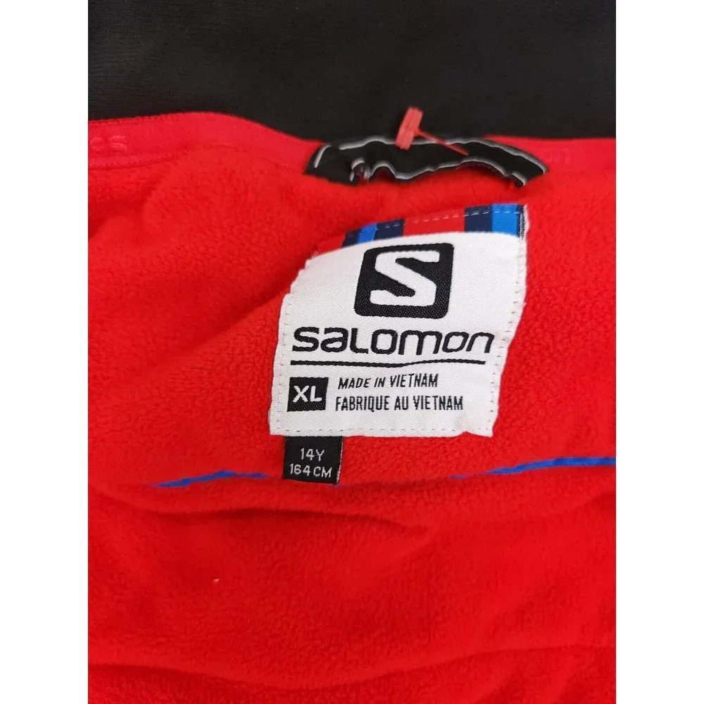 Salomon Girls Size 14Y XL Ski Jacket Hooded Advanced Skin Dry Coat Blue Red